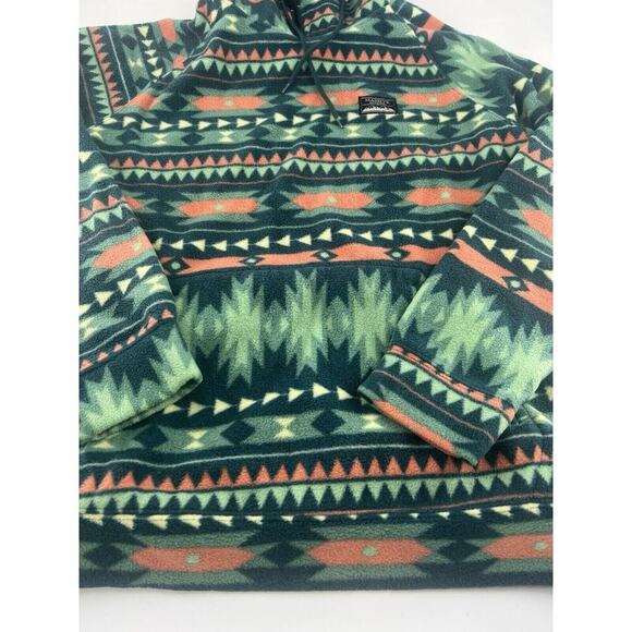 Massive Outdoor Fleece Womens Extra Large Blue Teal Hooded Sweatshirt Aztec - Picture 2 of 11
